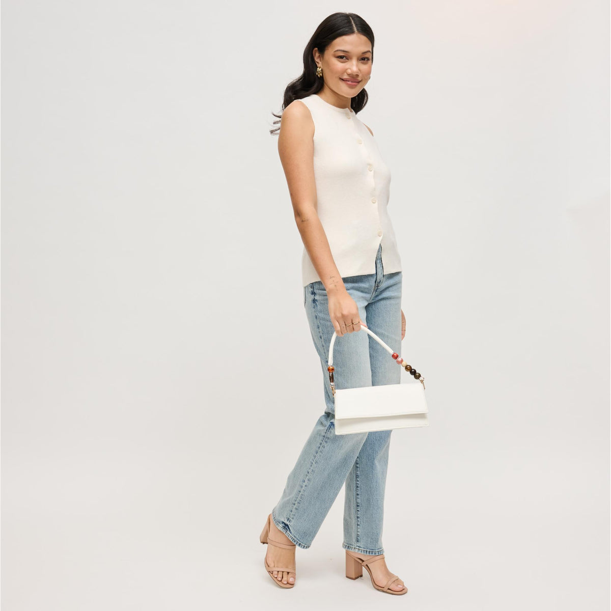 Woman wearing Ivory Urban Expressions Brooks Crossbody 840504206634 View 4 | Ivory