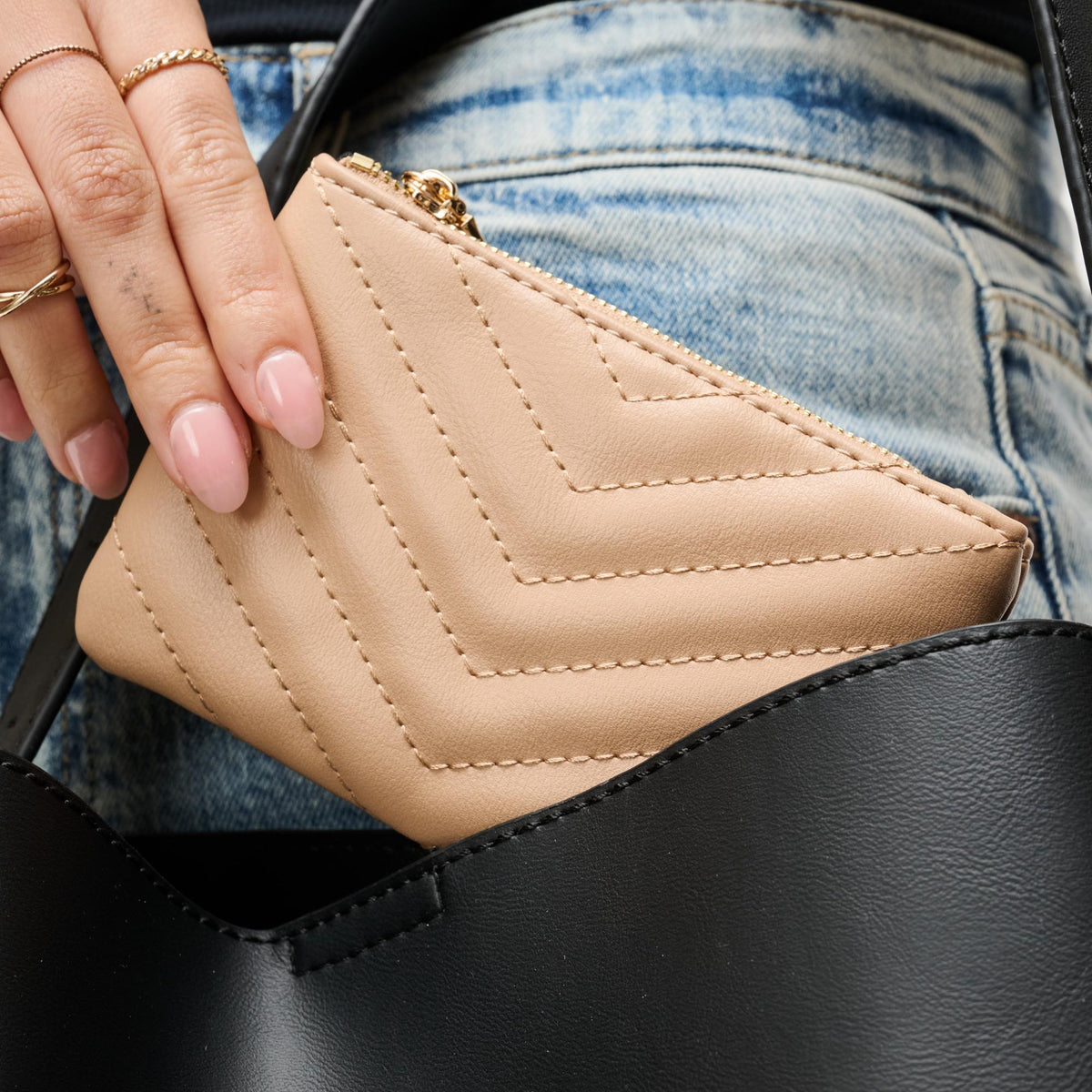 Woman wearing Natural Urban Expressions Mackenzie Wallet 840504203862 View 2 | Natural