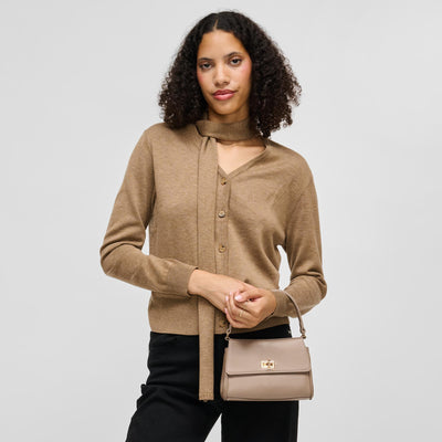 Woman wearing Taupe Urban Expressions Estee Crossbody 840504214813 View 1 | Taupe