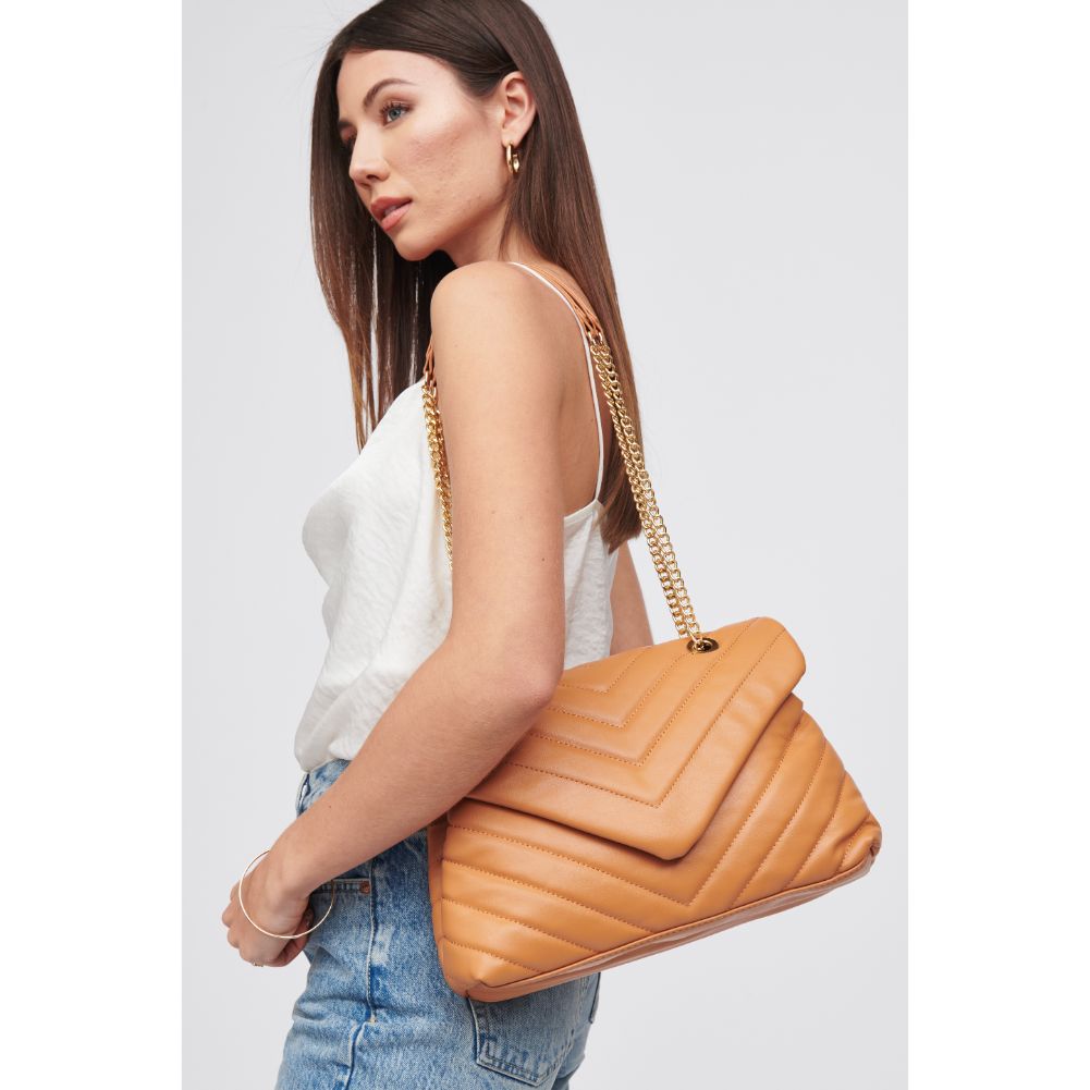 Woman wearing Tan Urban Expressions Ivy Crossbody 818209018449 View 4 | Tan