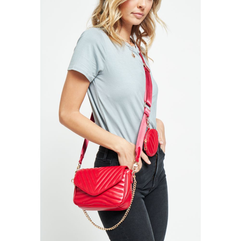 Woman wearing Red Urban Expressions Rayne Crossbody 840611176981 View 1 | Red
