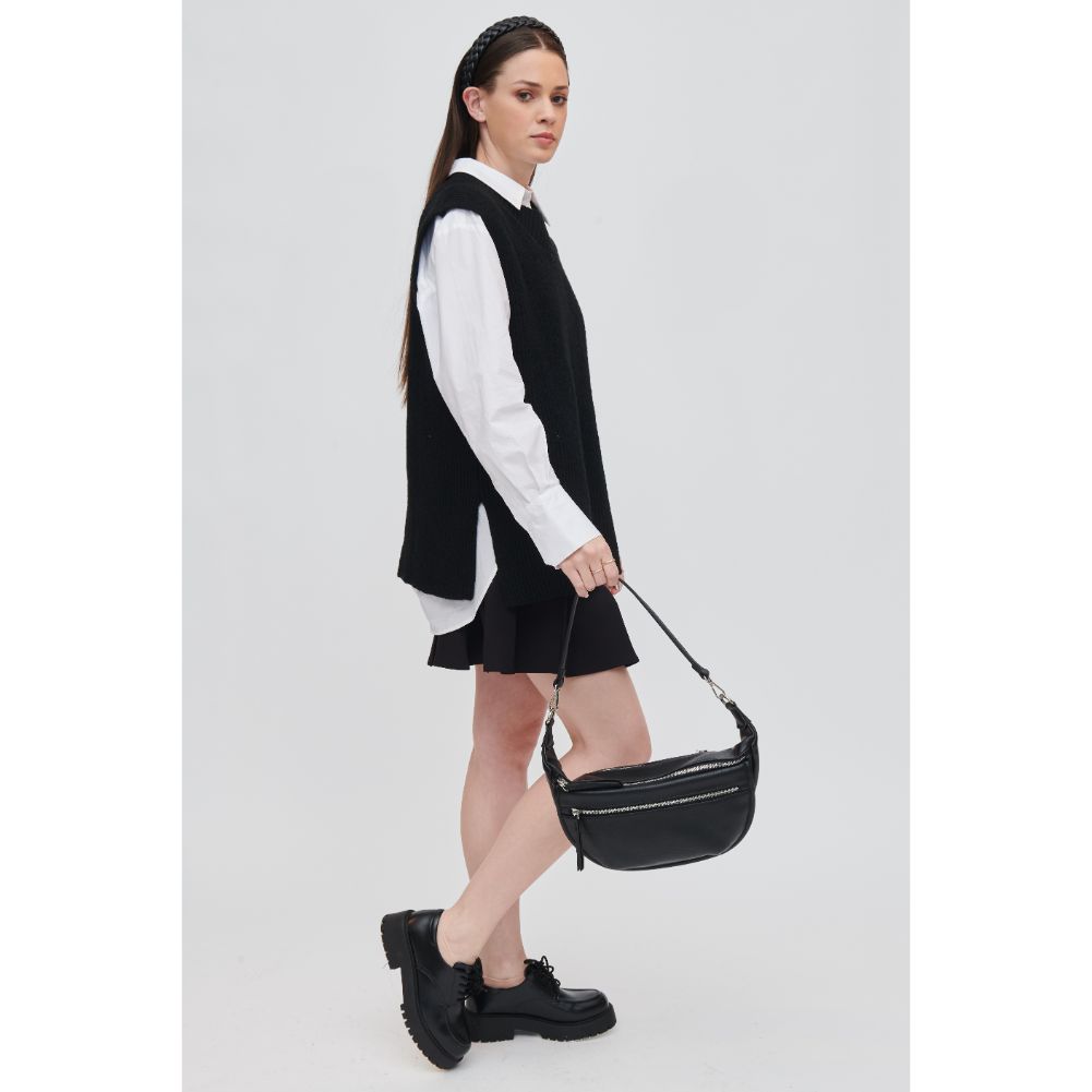 Woman wearing Black Urban Expressions Tessie Belt Bag 840611111326 View 3 | Black