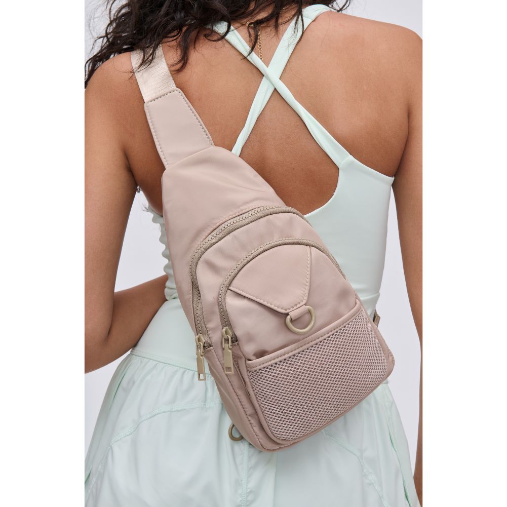 Woman wearing Natural Urban Expressions Walker - Nylon Sling Backpack 840611114396 View 1 | Natural