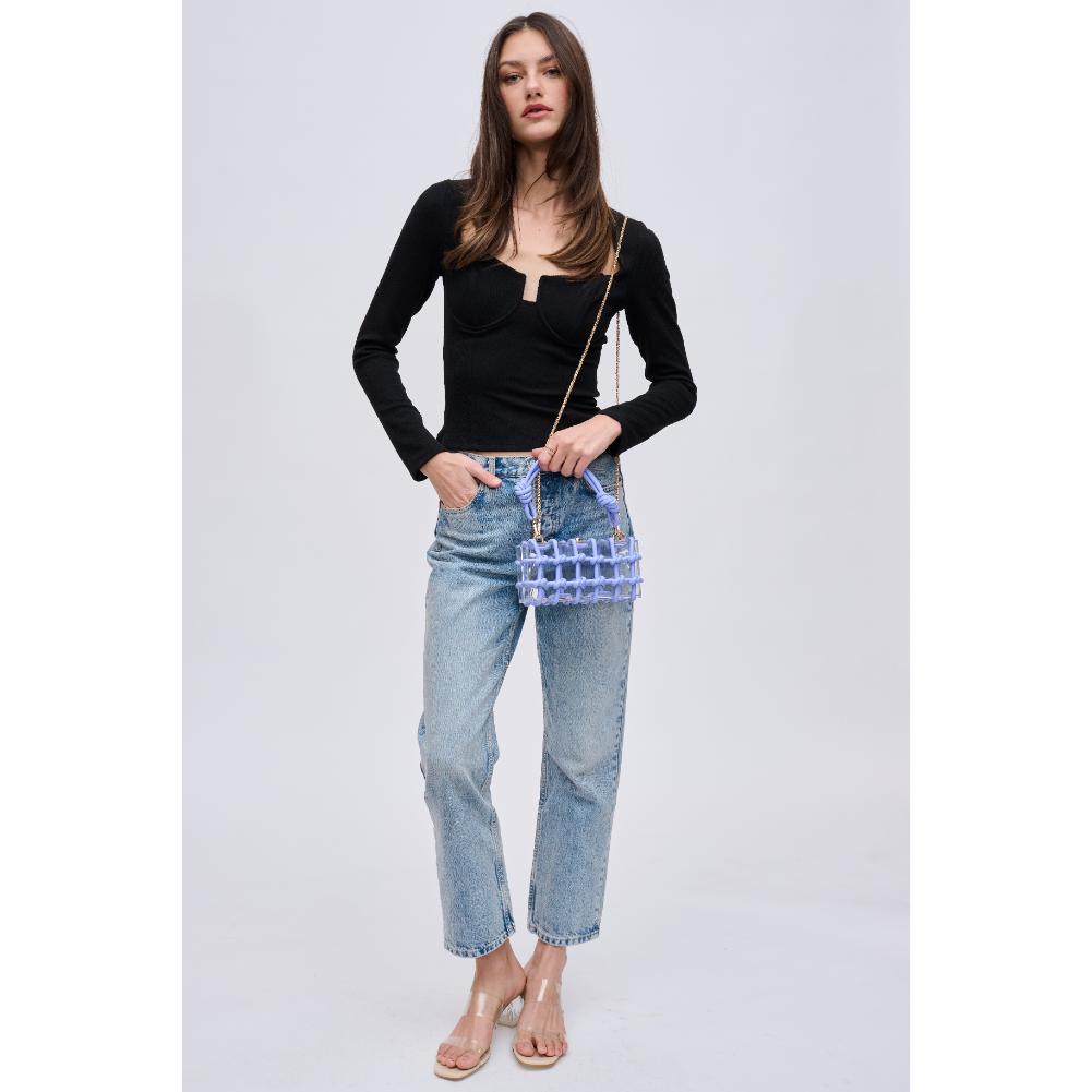 Woman wearing Periwinkle Urban Expressions Mavis Evening Bag 840611191663 View 4 | Periwinkle