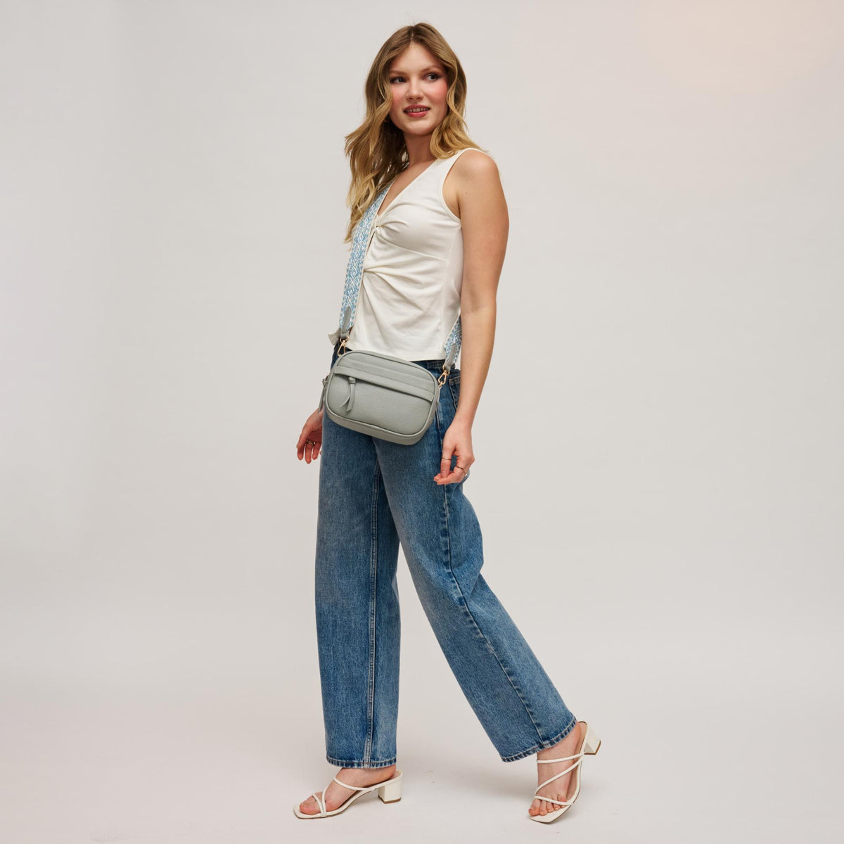 Woman wearing Blue Urban Expressions Maybrook Crossbody 840504203510 View 4 | Blue