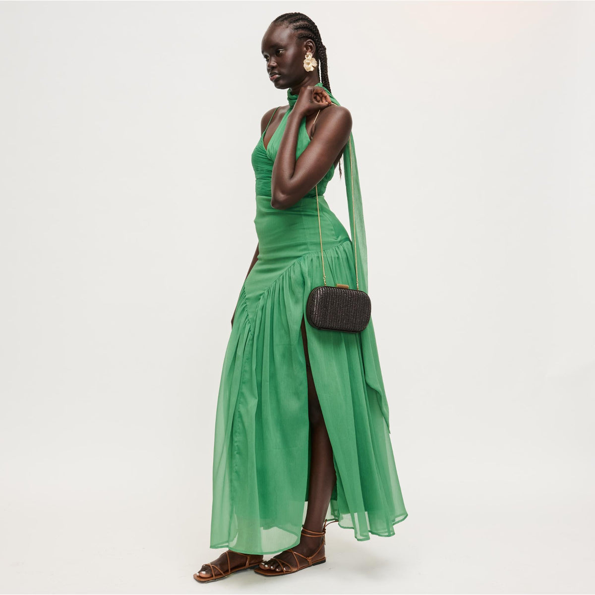 Woman wearing Chocolate Urban Expressions Alix Evening Bag 840504206313 View 2 | Chocolate