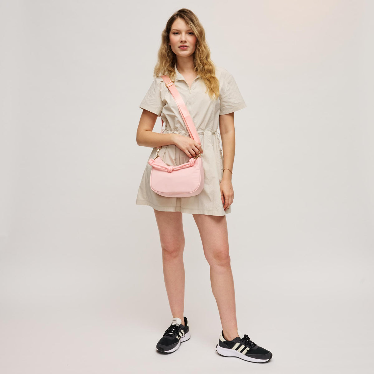 Woman wearing Pastel Pink Urban Expressions Joannie Crossbody 840504208720 View 4 | Pastel Pink