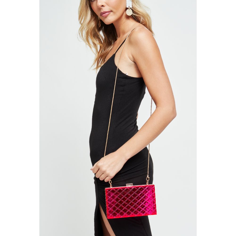 Woman wearing Pink Urban Expressions Doja Evening Bag 840611177476 View 4 | Pink