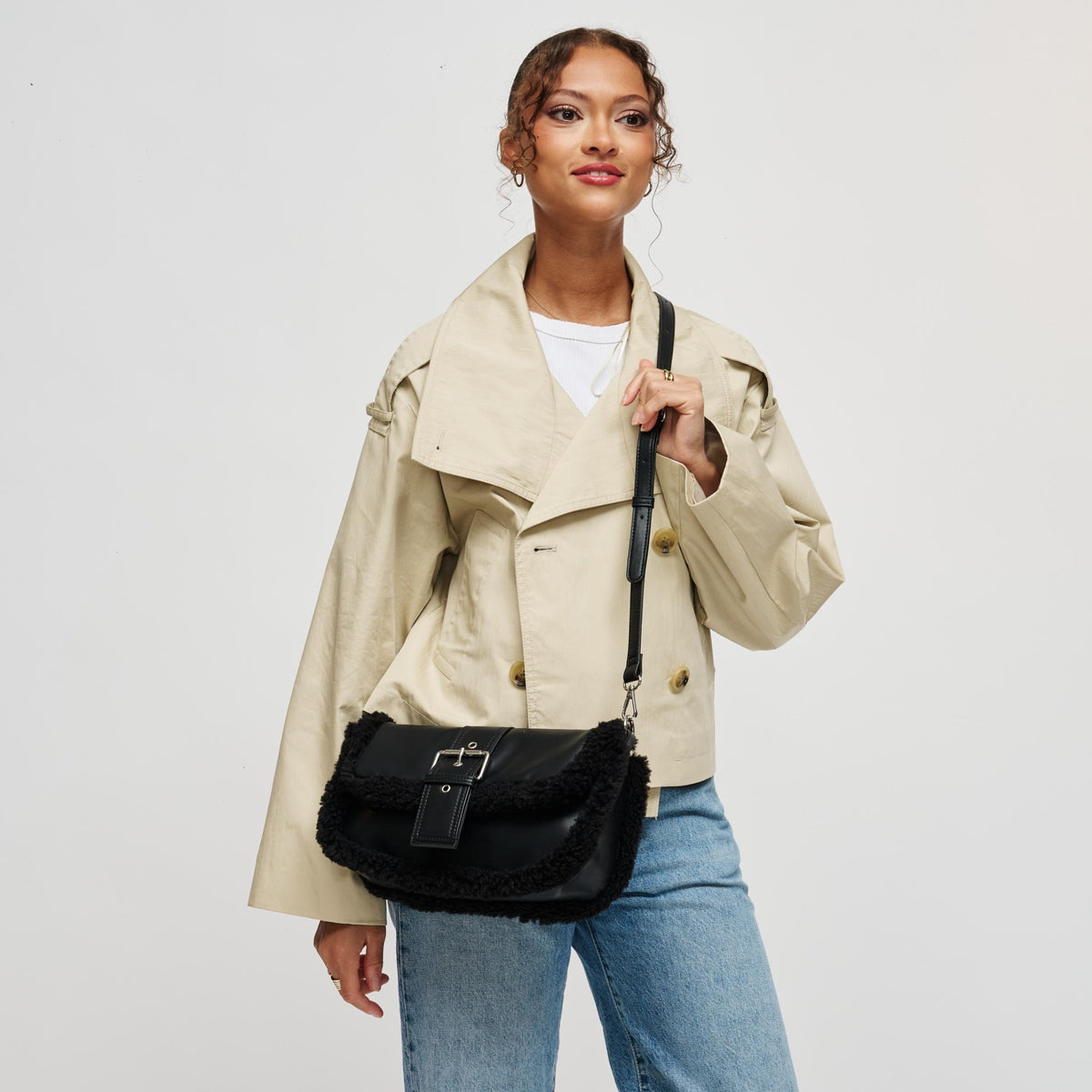 Woman wearing Black Urban Expressions Robby Shoulder Bag 840504212888 View 1 | Black