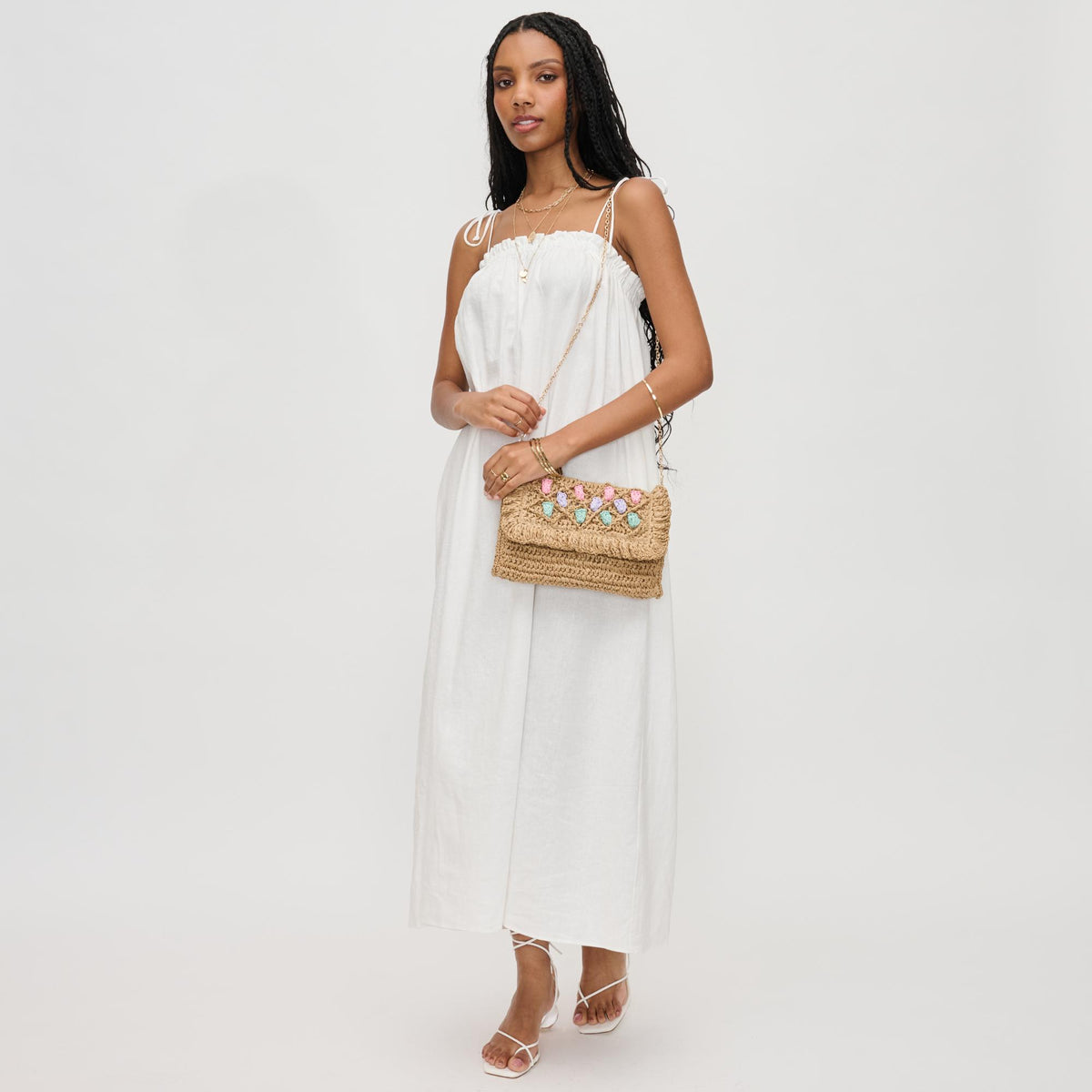 Woman wearing Natural Urban Expressions Aria Crossbody 840611129369 View 3 | Natural