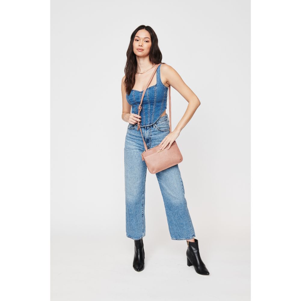 Woman wearing Blush Urban Expressions Wyatt Crossbody 840611108739 View 3 | Blush