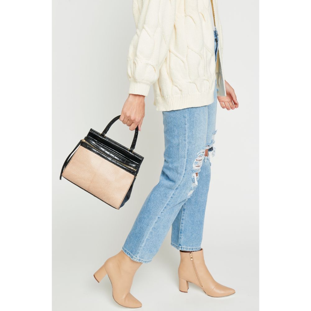 Woman wearing Black Beige Urban Expressions Piper Satchel 840611153913 View 2 | Black Beige