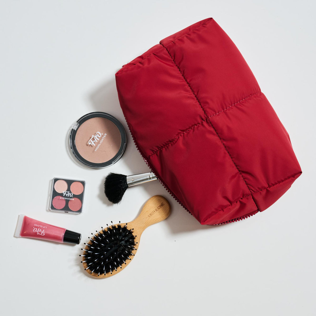 Woman wearing Burgundy Urban Essentials Daydreamer - Nylon Cosmetic & Travel Organizer Pouch 840611197610 View 1 | Burgundy