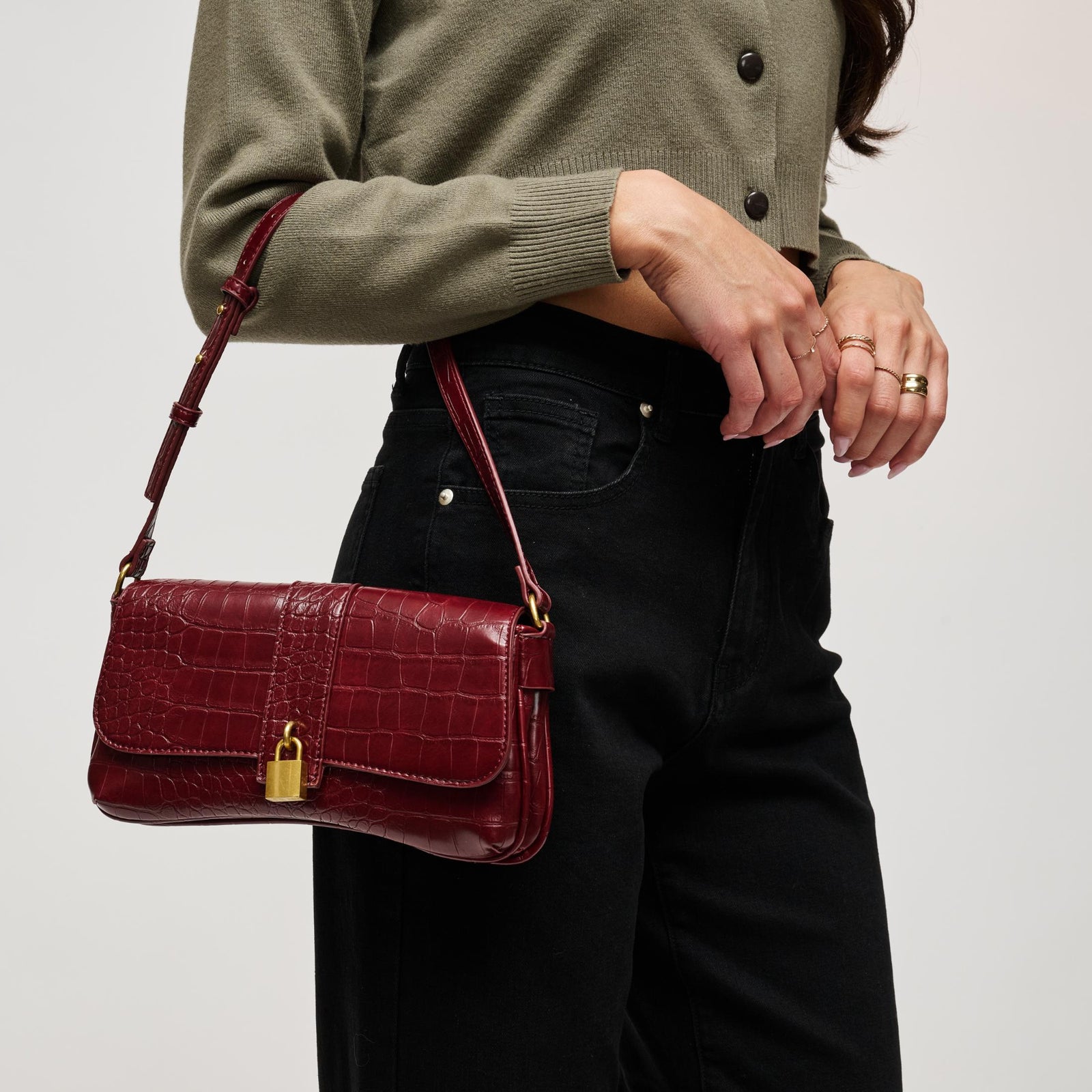 Woman wearing Black Urban Expressions Marsilee Shoulder Bag 840504212246 View 1 | Black