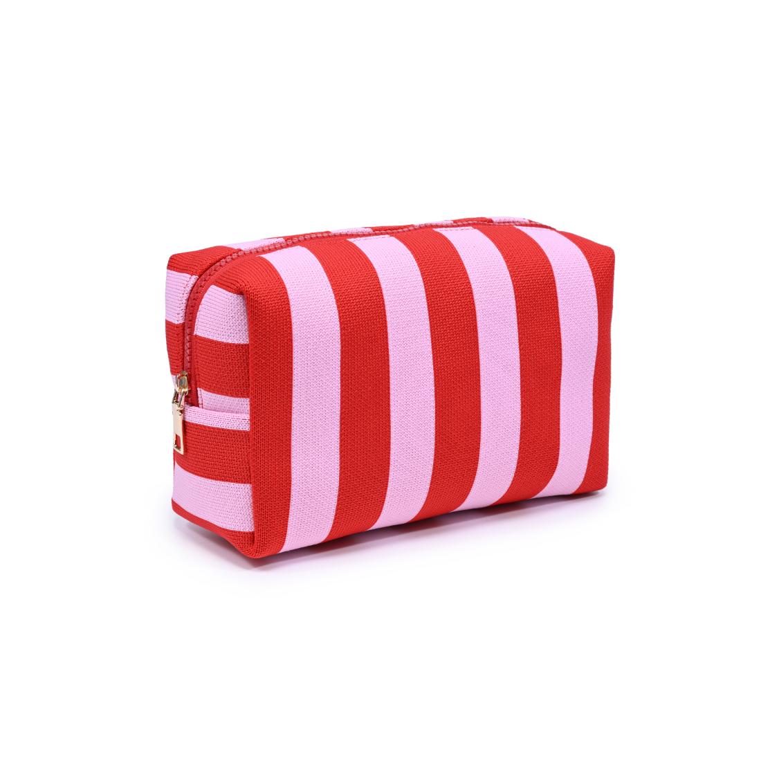 Urban Essentials Essential Stripe Cosmetic & Travel Organizer Pouch 840504207396 View 6 | Red Pink