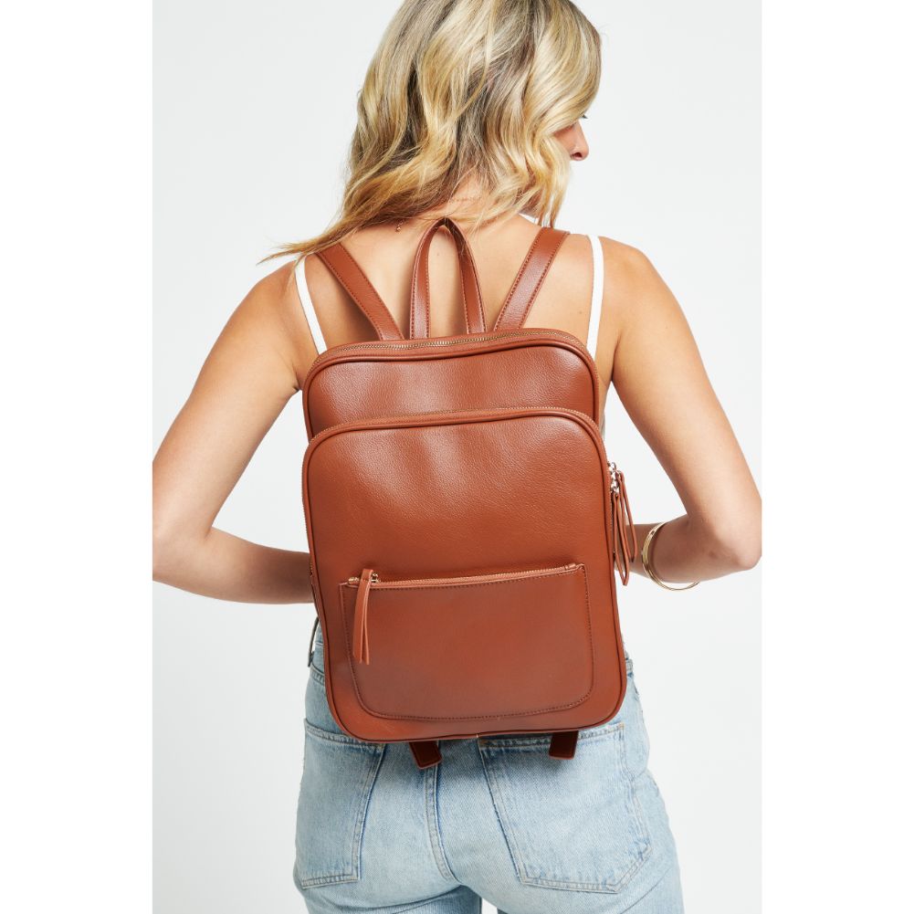 Woman wearing Cognac Urban Expressions Carly Backpack 840611174444 View 4 | Cognac