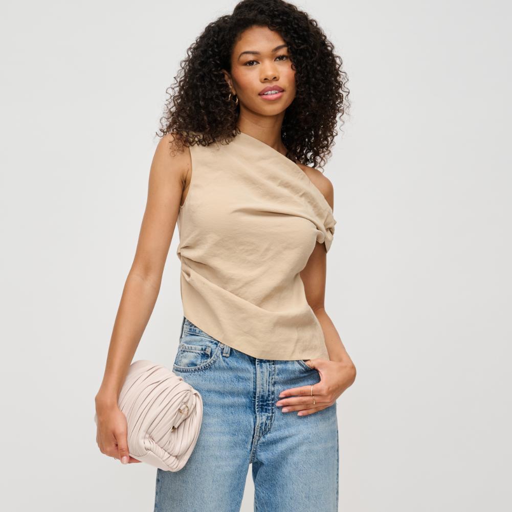 Woman wearing Oatmilk Urban Expressions Philippa Clutch 840611193841 View 2 | Oatmilk