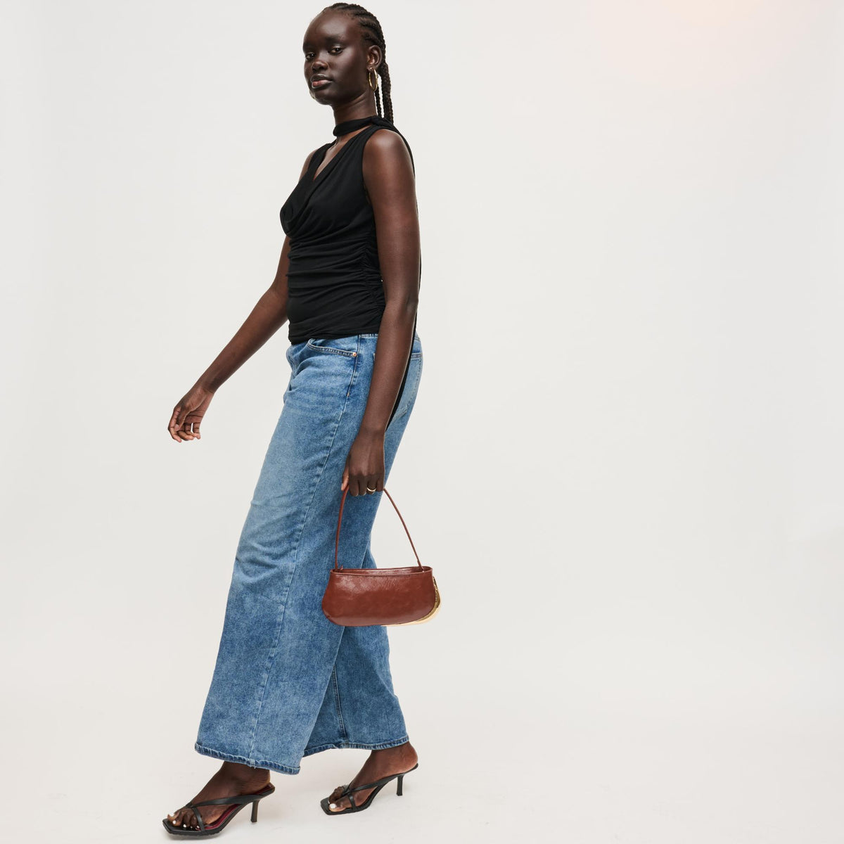Woman wearing Chocolate Urban Expressions Cooper Shoulder Bag 840504205767 View 3 | Chocolate