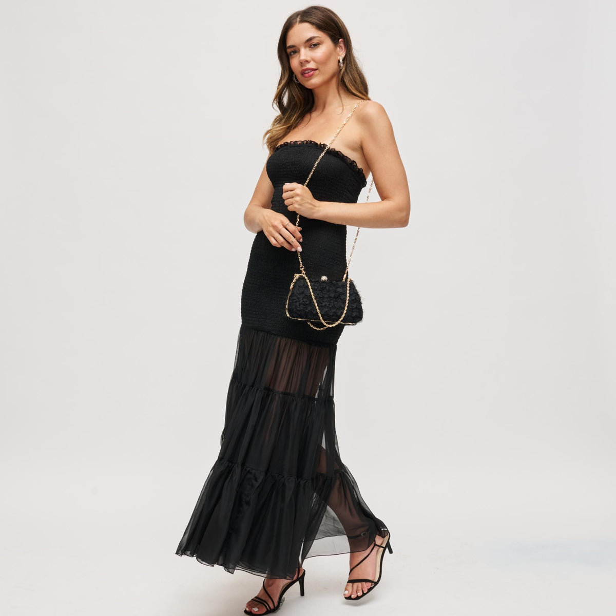 Woman wearing Black Urban Expressions Maxi Evening Bag 840611198747 View 4 | Black