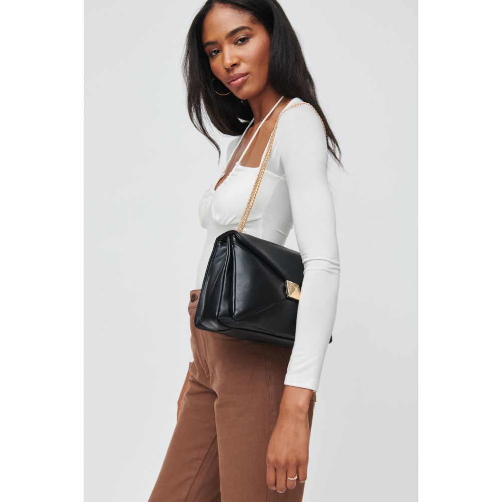Woman wearing Black Urban Expressions Ribbon Crossbody 840611102805 View 2 | Black