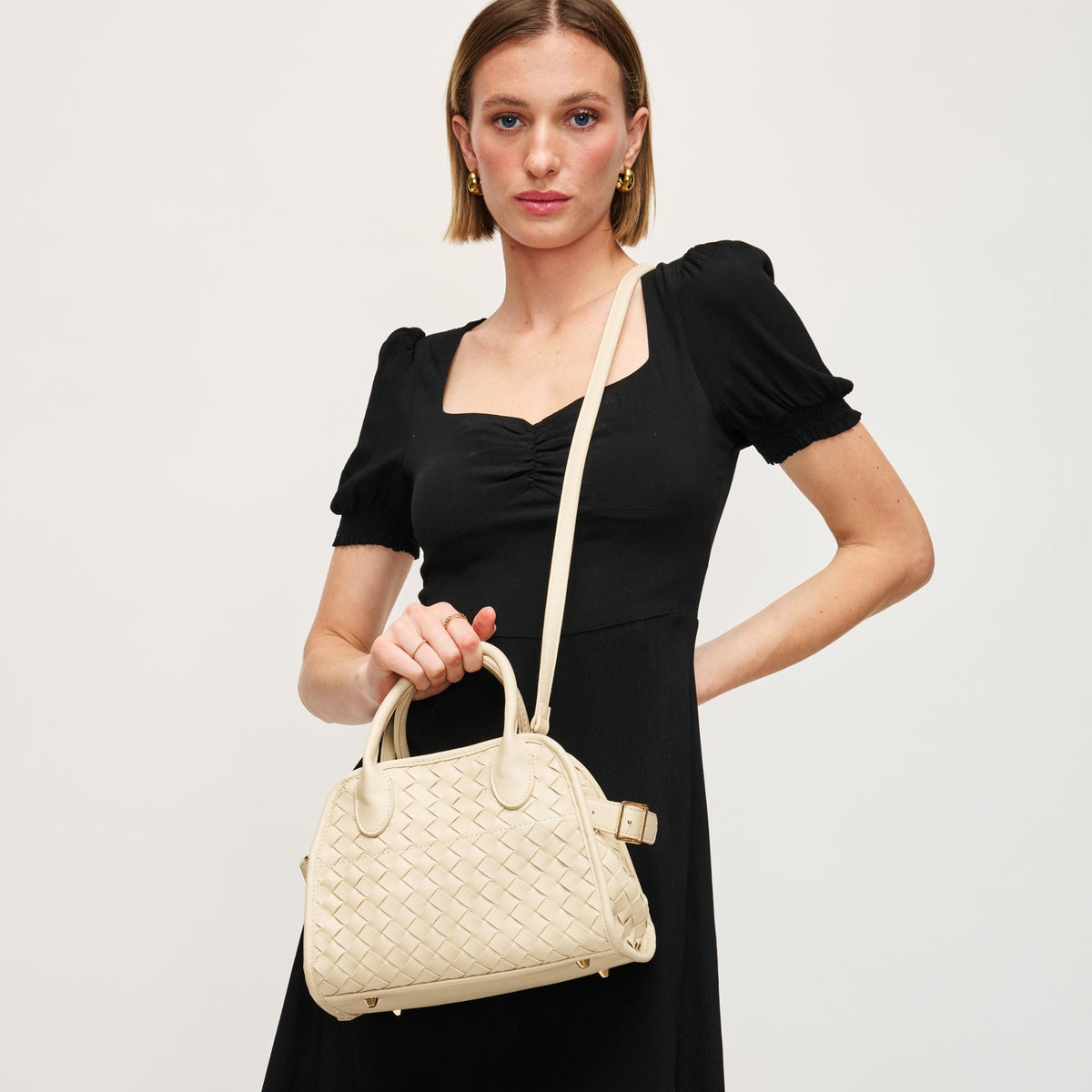 Woman wearing Oatmilk Urban Expressions Kristie Crossbody 840611144959 View 2 | Oatmilk
