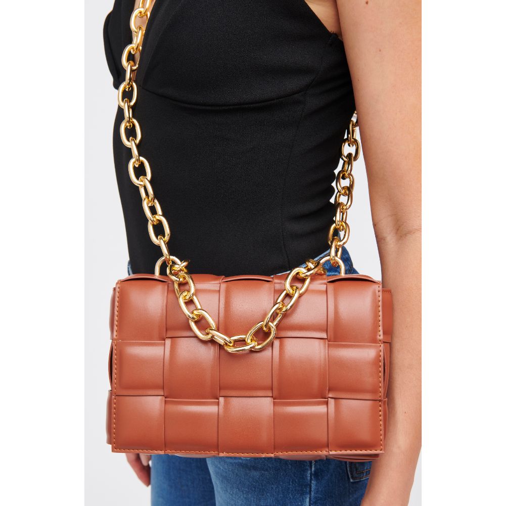 Woman wearing Cognac Urban Expressions Ines Crossbody 840611185457 View 2 | Cognac