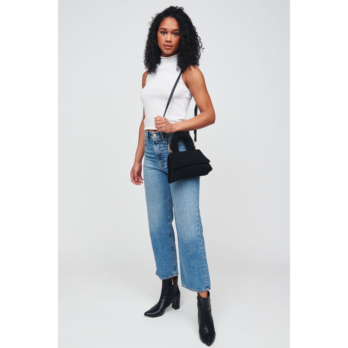 Woman wearing Black Urban Expressions Merino Top Handle 818209012287 View 3 | Black