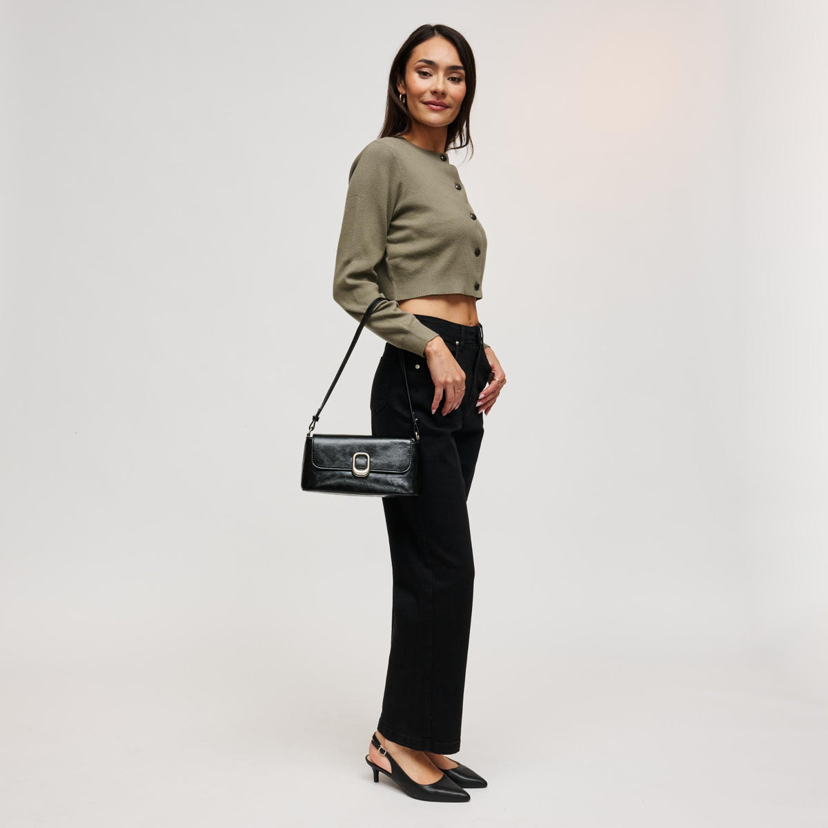 Woman wearing Black Urban Expressions Larek Crossbody 840504212321 View 4 | Black
