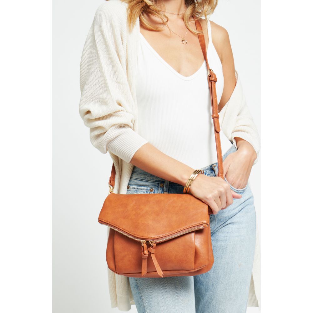 Woman wearing Tan Urban Expressions Erin Crossbody 840611178787 View 2 | Tan