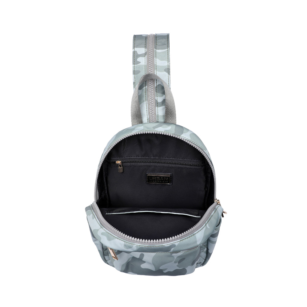 Product Image of Urban Expressions Brynlee Sling Backpack 840611180476 View 8 | Sage Camo
