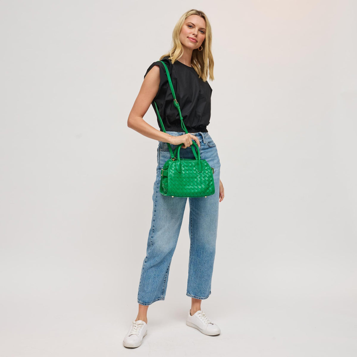 Woman wearing Kelly Green Urban Expressions Kristie Crossbody 818209019507 View 3 | Kelly Green
