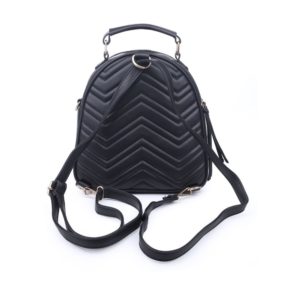 Product Image of Urban Expressions Constance V Stitch Double Zip Backpack 840611168573 View 3 | Black