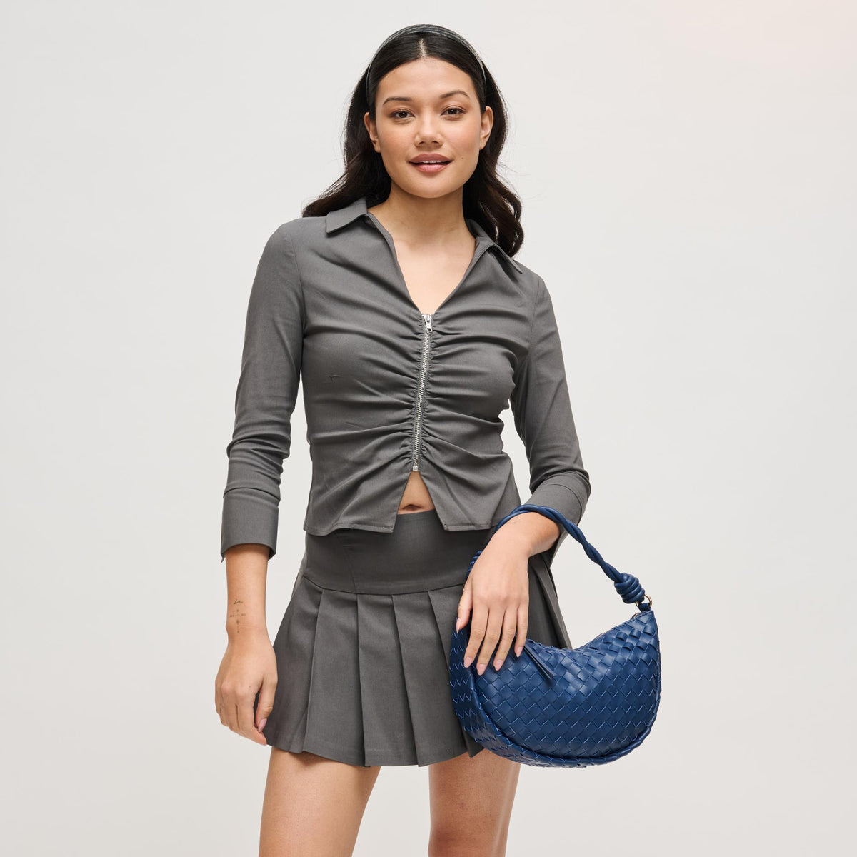 Woman wearing Navy Urban Expressions Violet Hobo 840504206610 View 4 | Navy