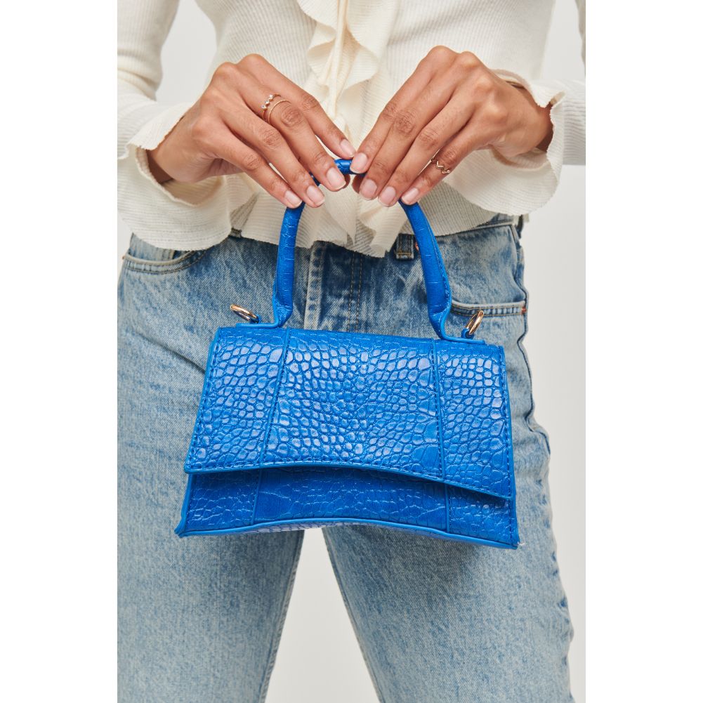 Woman wearing Cobalt Urban Expressions Lucas - Croco Crossbody 840611104984 View 4 | Cobalt