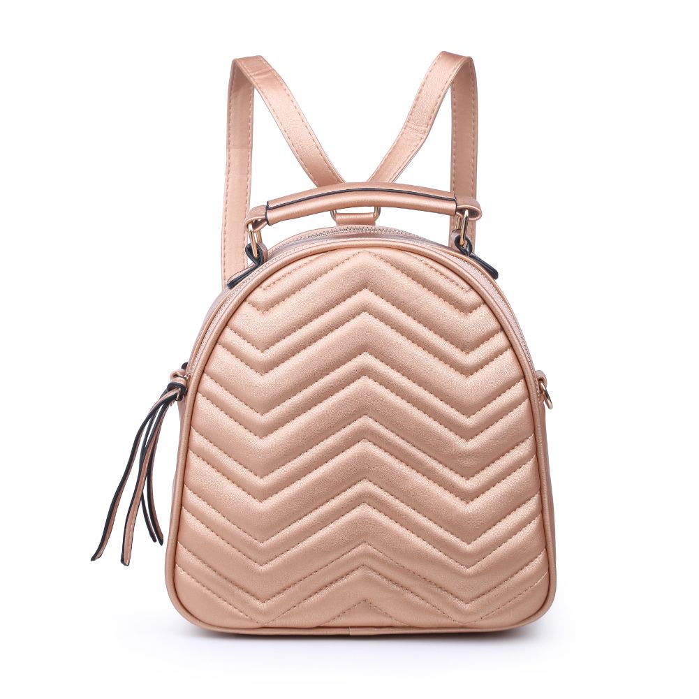 Product Image of Urban Expressions Constance V Stitch Double Zip Backpack 840611168627 View 1 | Rose Gold