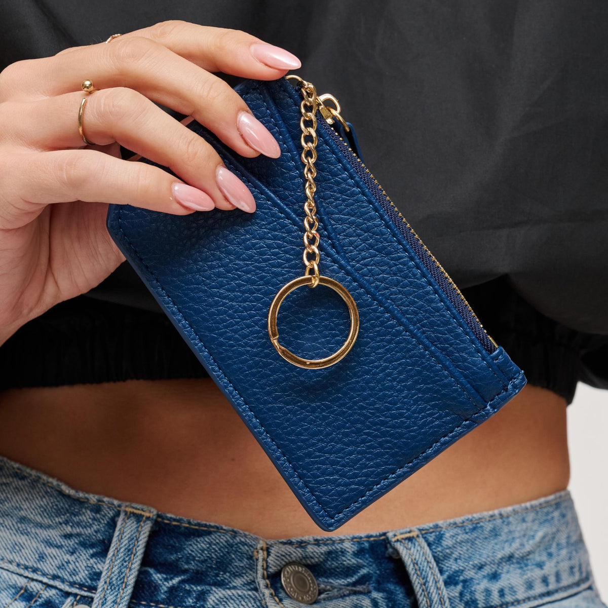 Woman wearing Navy Urban Expressions Adriana Card Holder 840504200304 View 1 | Navy