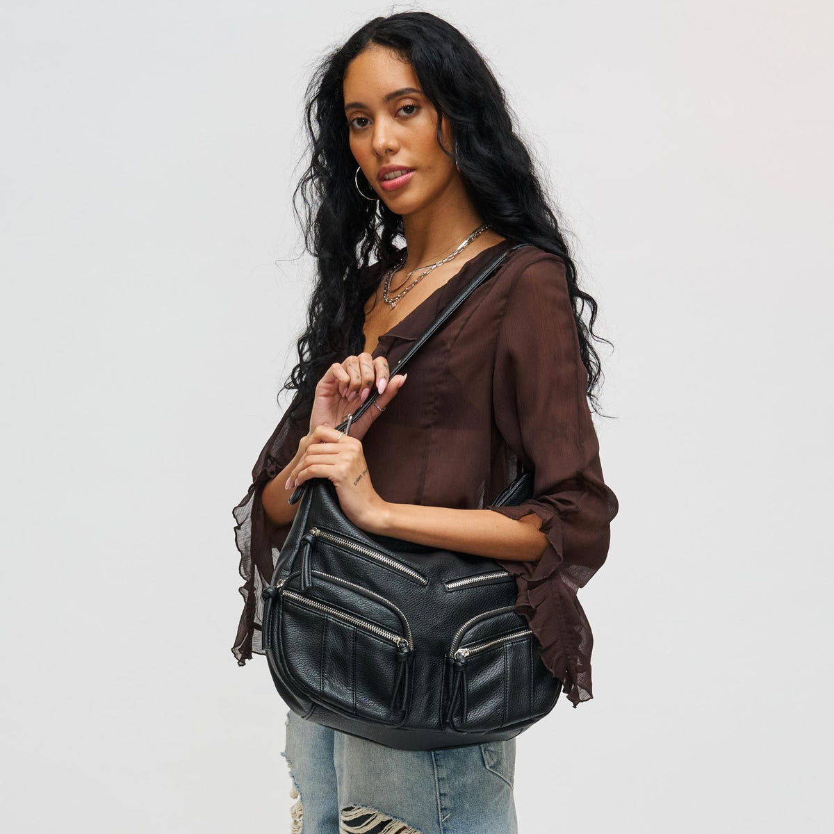 Woman wearing Black Urban Expressions Christine Hobo 840611198945 View 1 | Black