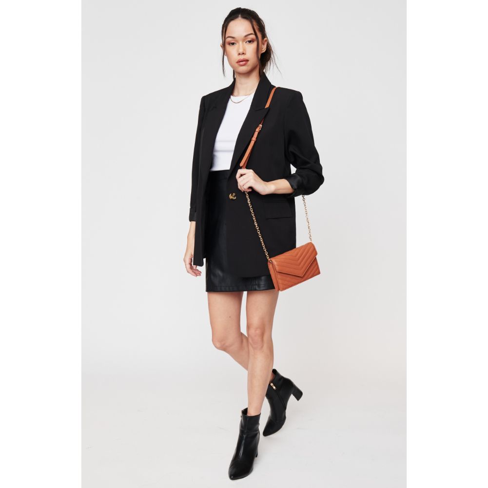 Woman wearing Tan Urban Expressions Muriel Crossbody 840611104625 View 3 | Tan