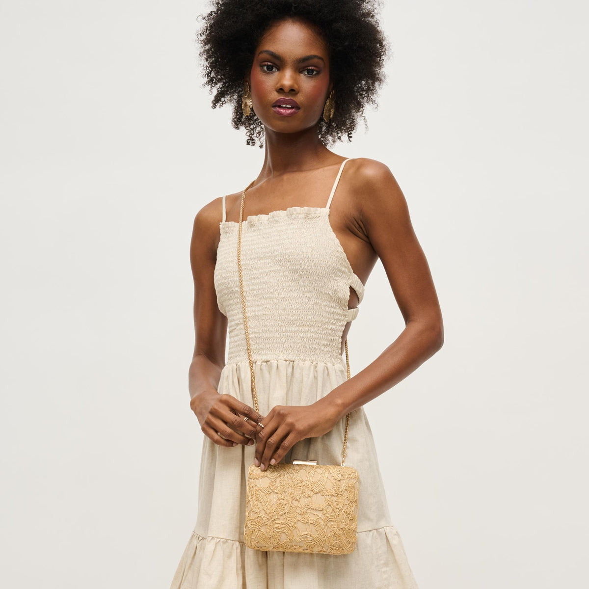 Woman wearing Natural Urban Expressions Ayla Evening Bag 840611149190 View 2 | Natural