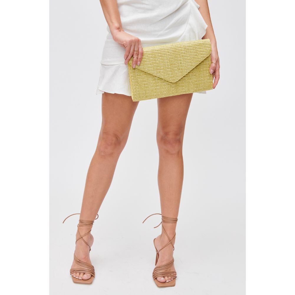 Woman wearing Sage Urban Expressions Trista Clutch 840611108258 View 2 | Sage