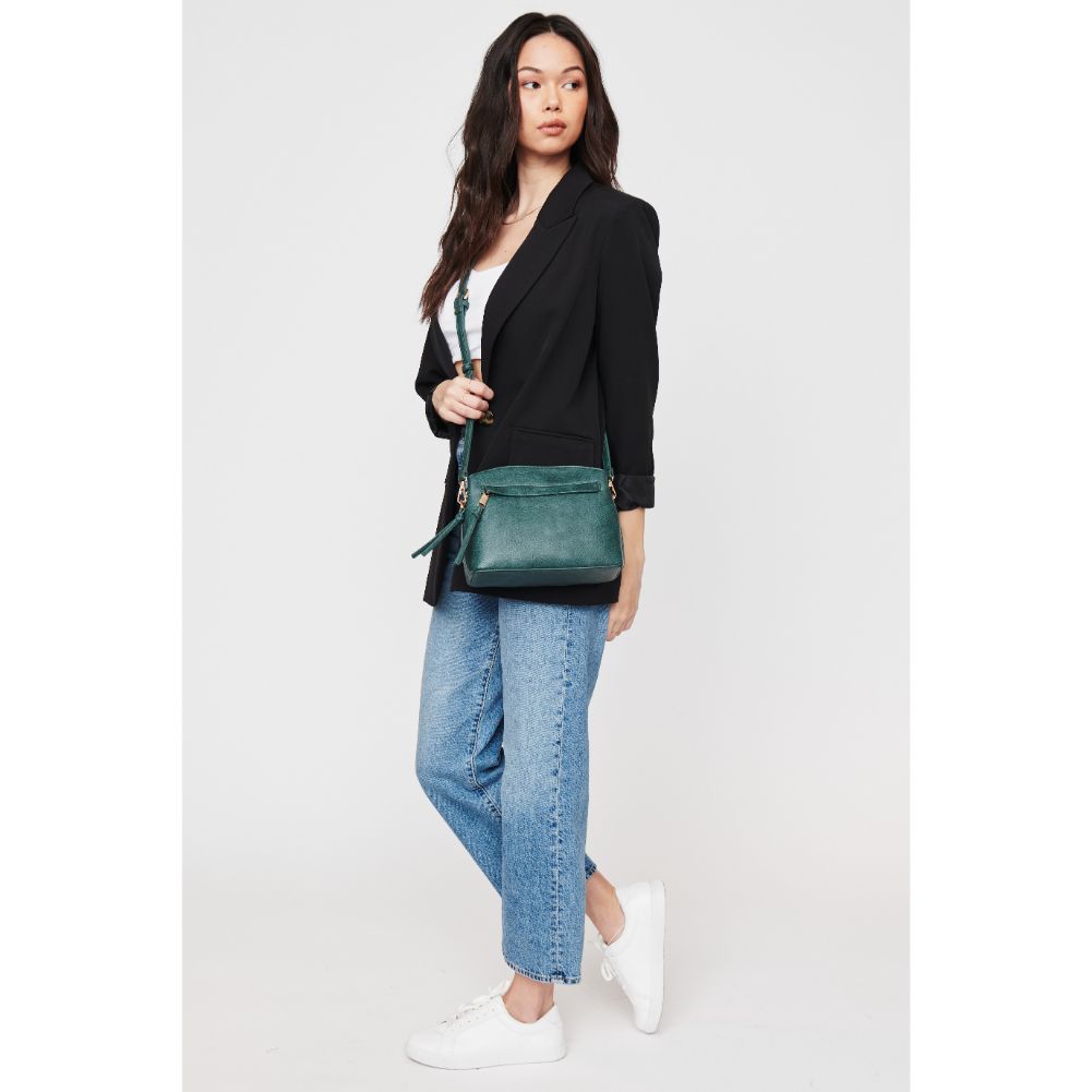 Woman wearing Emerald Urban Expressions Jayce Crossbody 840611109477 View 3 | Emerald