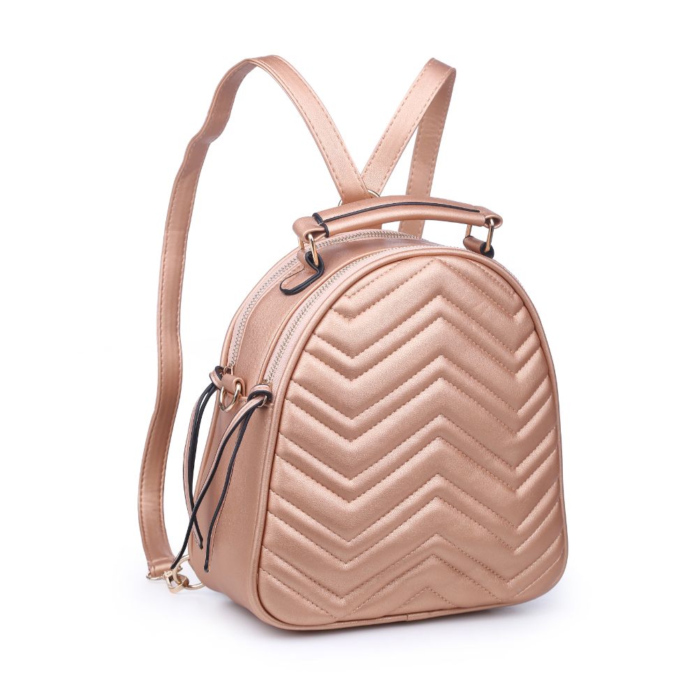 Product Image of Urban Expressions Constance V Stitch Double Zip Backpack 840611168627 View 2 | Rose Gold