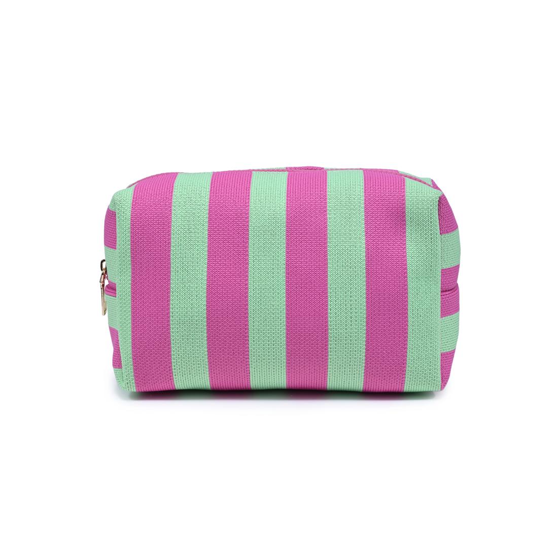 Urban Essentials Essential Stripe Cosmetic & Travel Organizer Pouch 840504207433 View 5 | Mint Pink