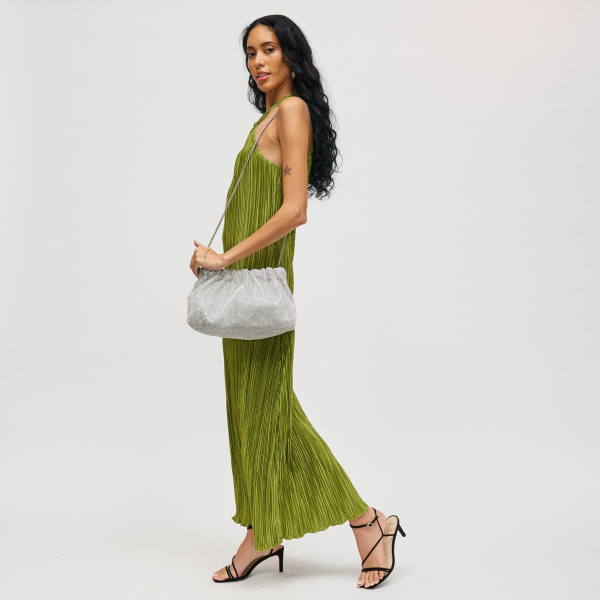Woman wearing Silver Urban Expressions Hazel Clutch 840504200700 View 3 | Silver