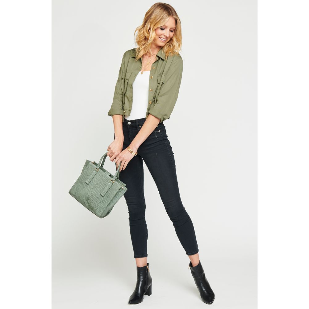 Woman wearing Seafoam Urban Expressions Josephine Tote 840611167194 View 3 | Seafoam
