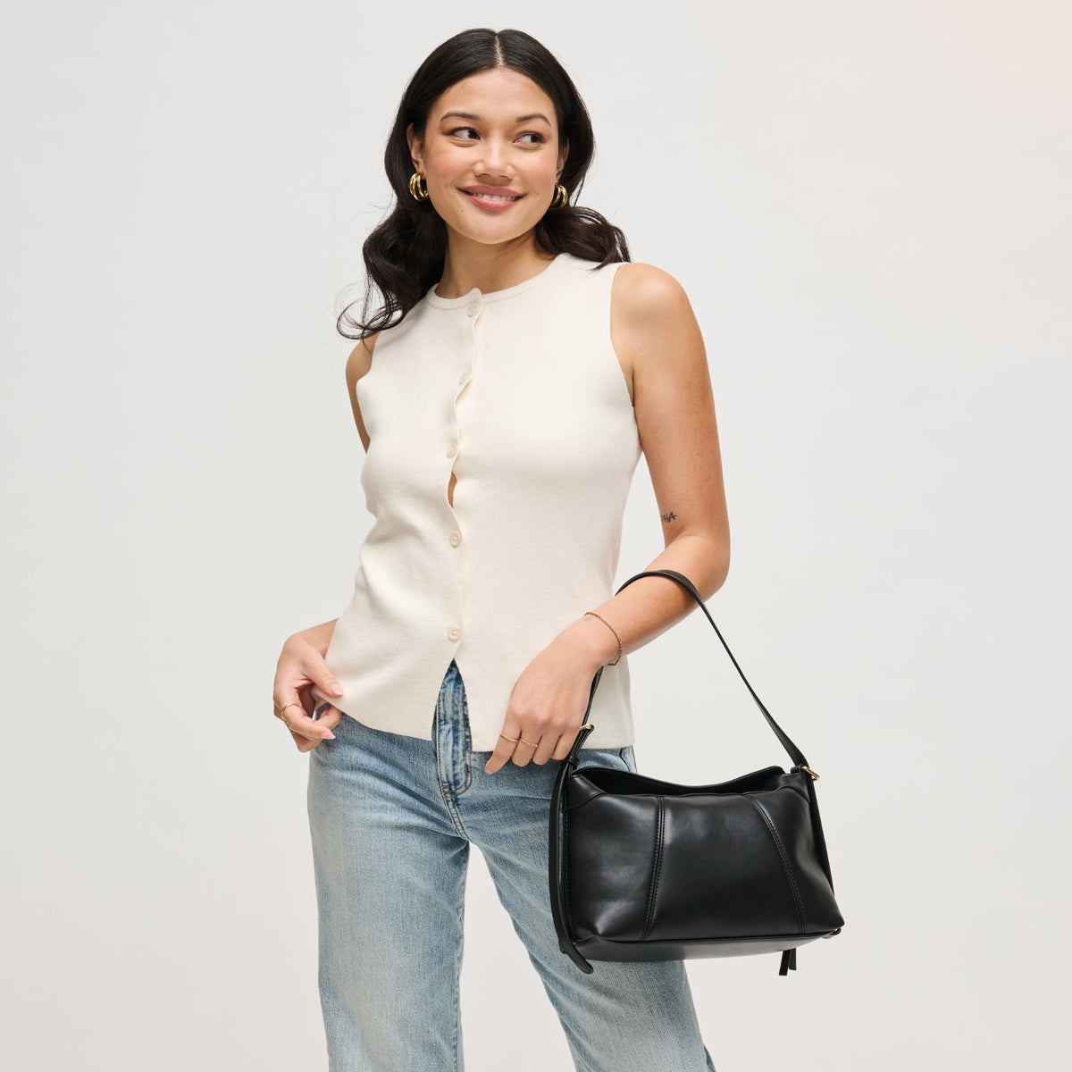 Woman wearing Black Urban Expressions Waylon Shoulder Bag 840504205132 View 4 | Black