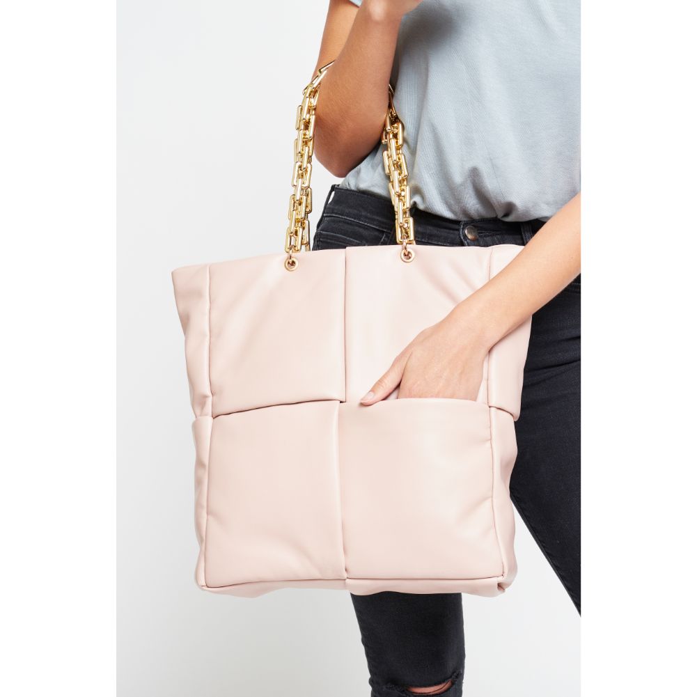 Woman wearing Nude Urban Expressions Zoe Tote 840611178596 View 3 | Nude