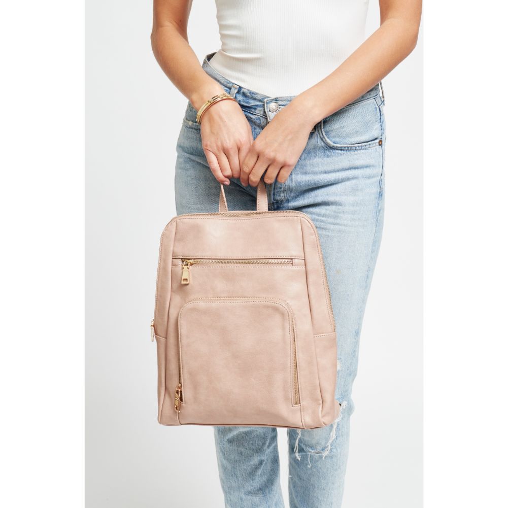 Woman wearing Almond Urban Expressions Gramercy Backpack 840611178671 View 3 | Almond