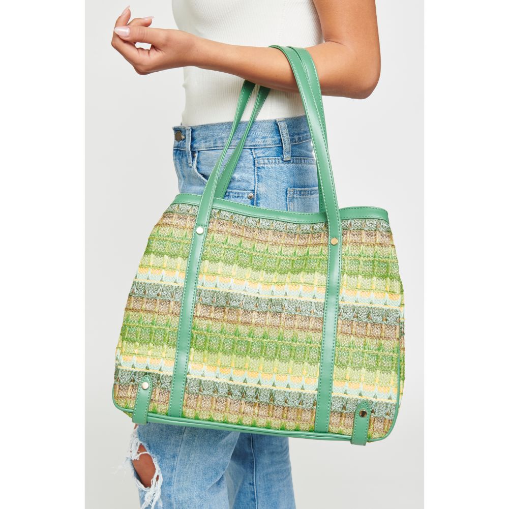 Woman wearing Green Multi Urban Expressions Journey Tote 840611111227 View 2 | Green Multi
