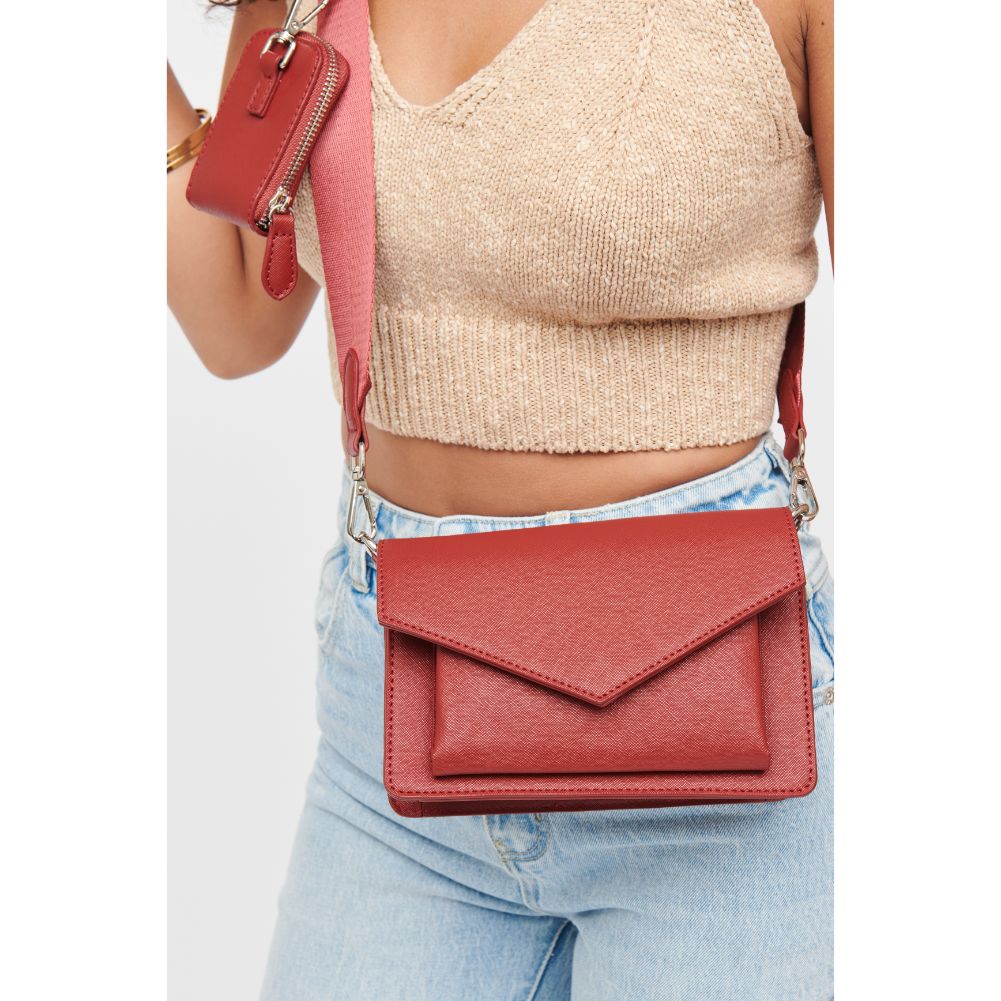 Woman wearing Red Urban Expressions Fannie Crossbody 840611185426 View 2 | Red